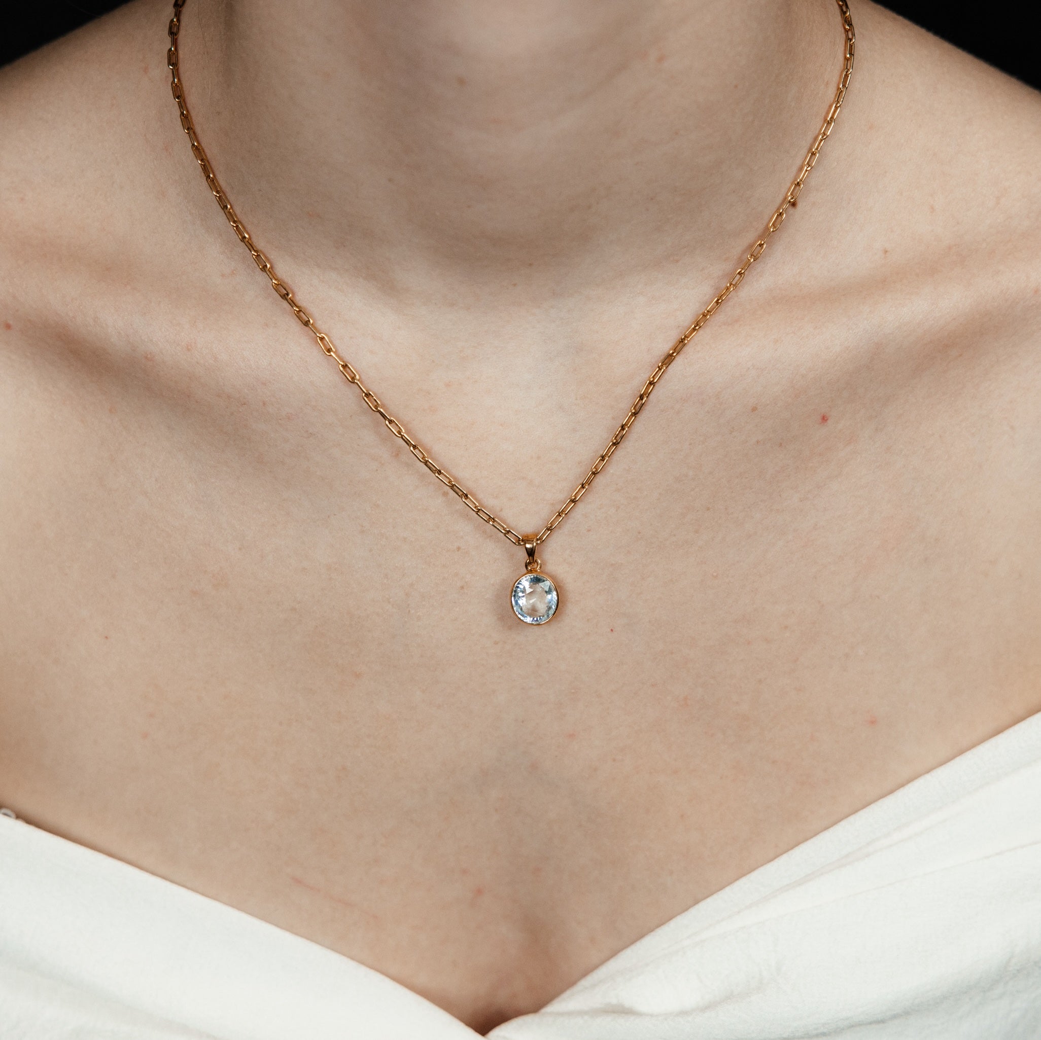 Gelbgold Aquamarin Anhänger