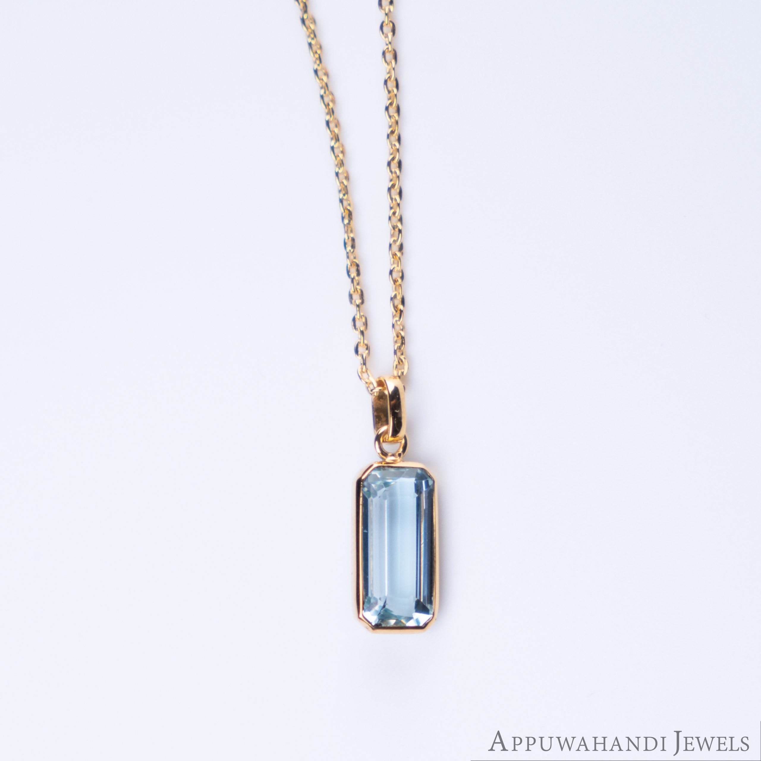Gelbgold Aquamarin Anhänger